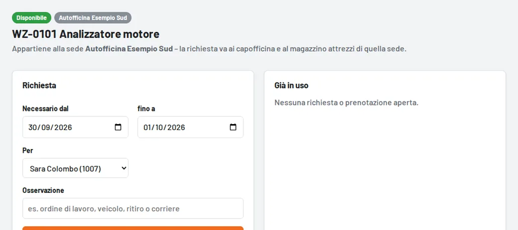 Richiesta con periodo e nota