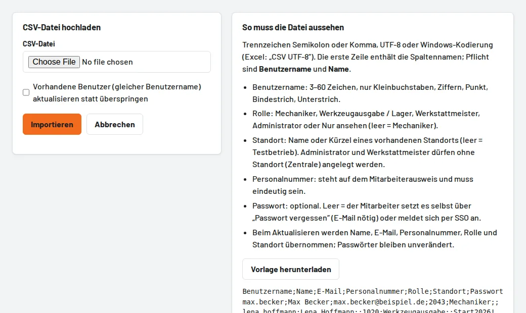 Benutzer importieren
