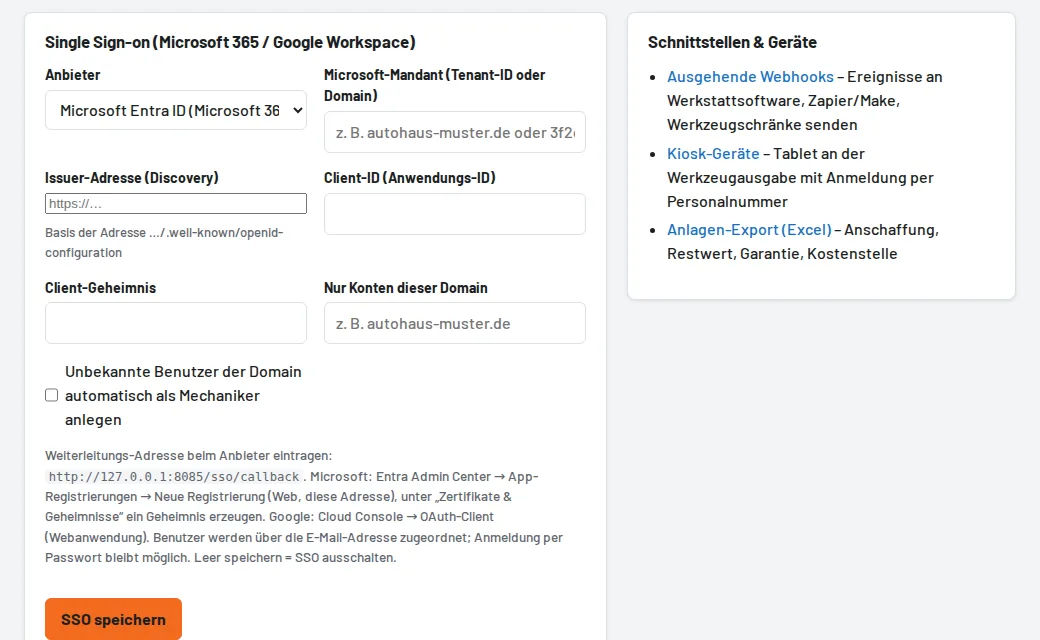 Single Sign-on mit Microsoft 365 oder Google Workspace