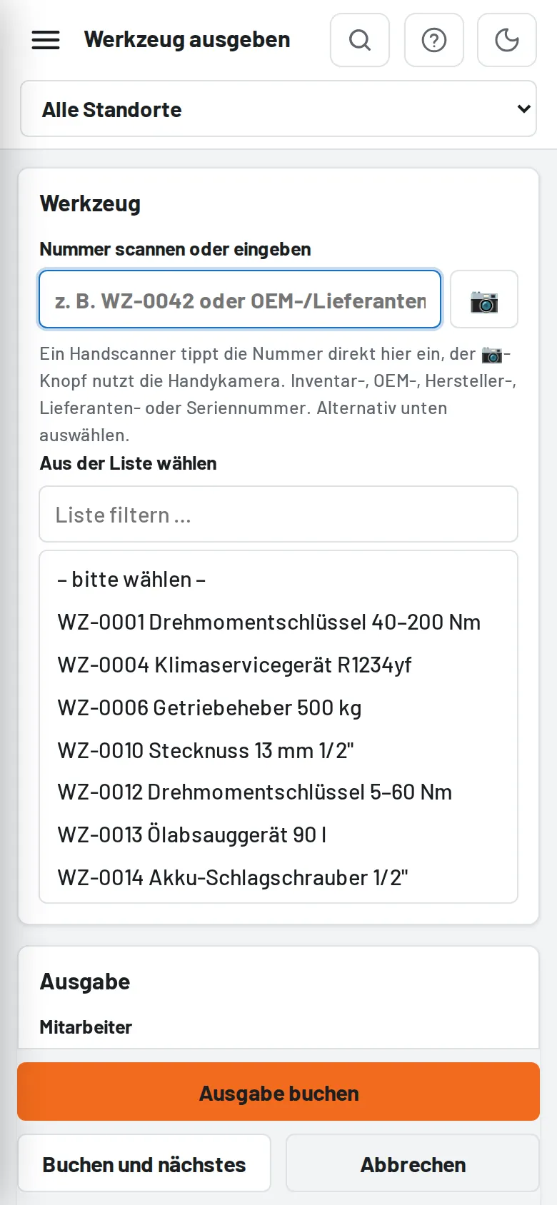 Am Handy: Kamera-Knopf neben dem Eingabefeld