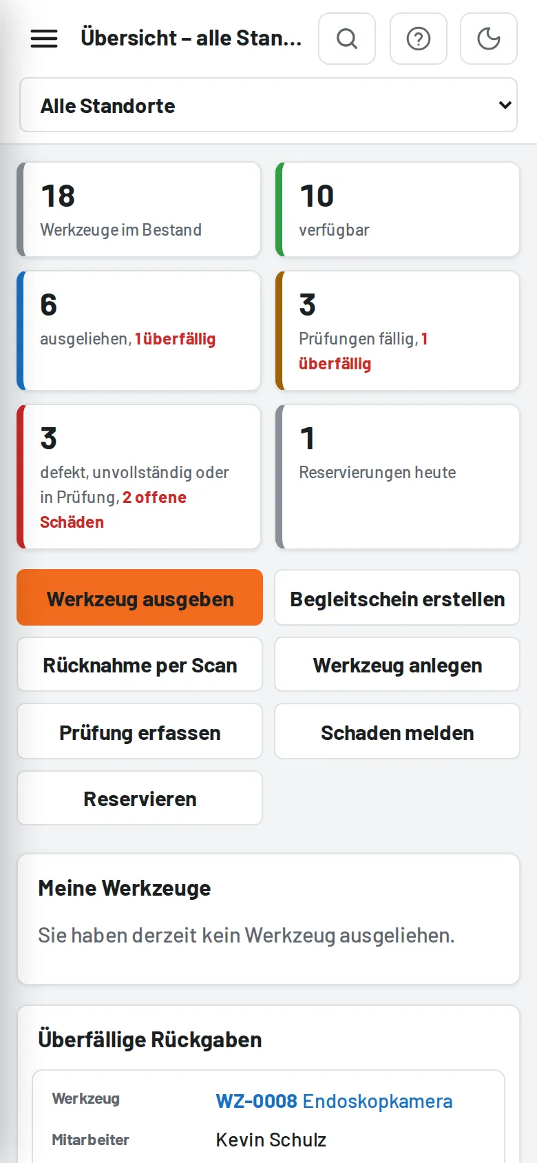 Übersicht als App auf dem Handy