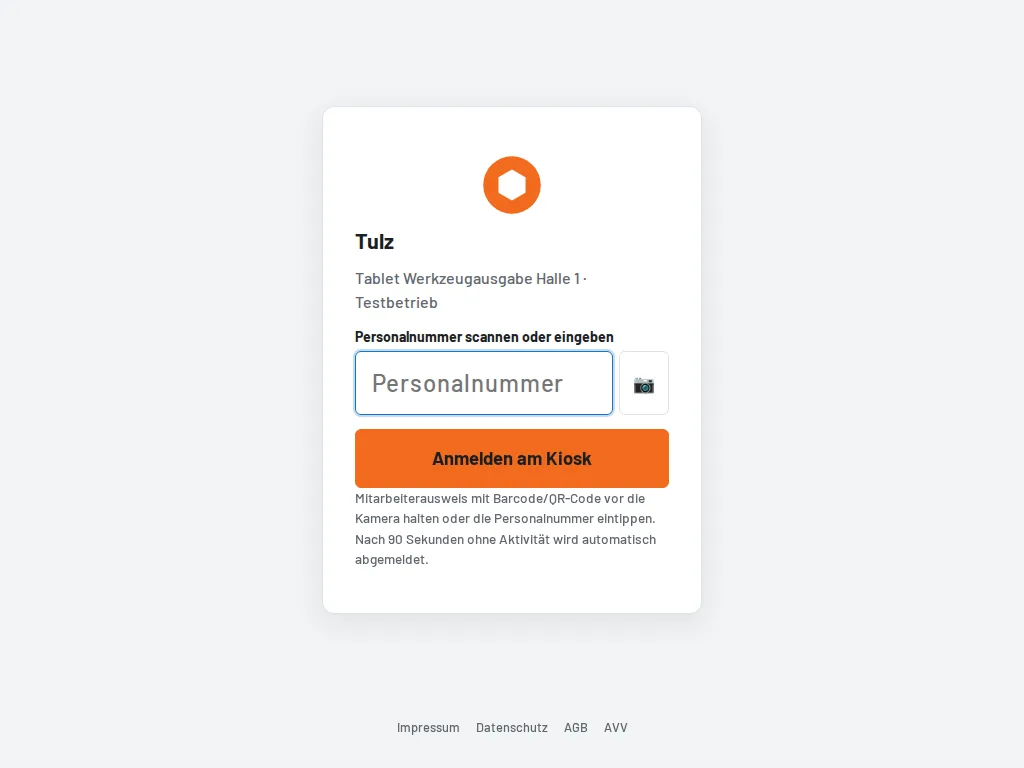 Kiosk-Anmeldung am Tablet per Personalnummer