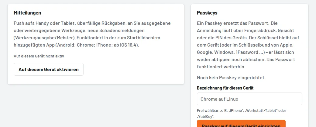 Profil → Mitteilungen