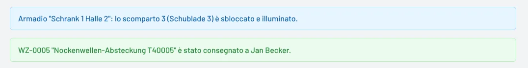 Consegna: scomparto sbloccato e illuminato