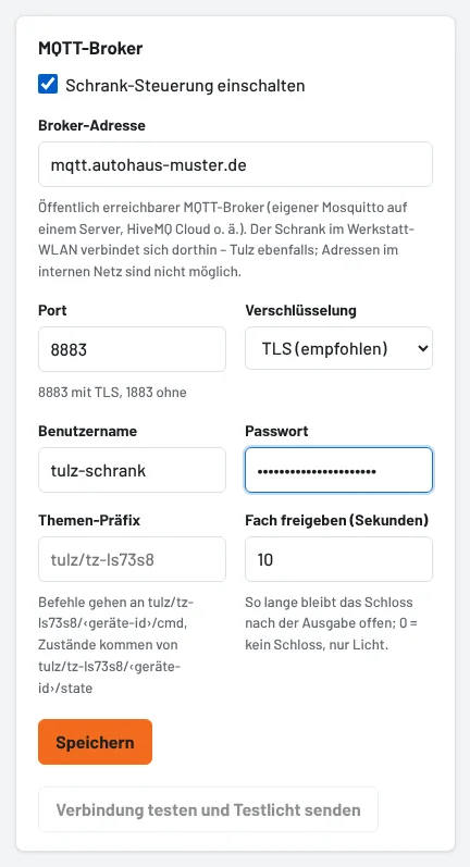 Broker-Zugang eintragen